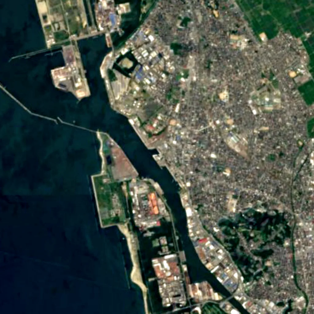 Akita Port Tower seen from above (Sentinel-2)