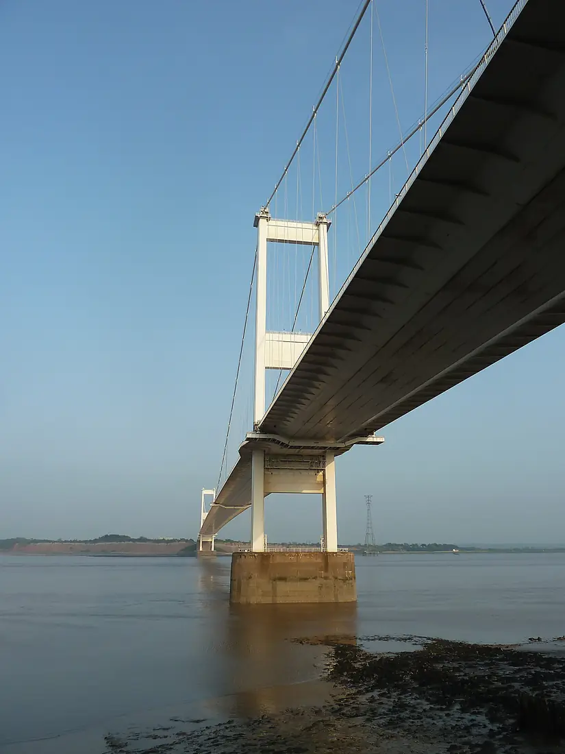 Looking towards Aust Cliff, Severn Bridge