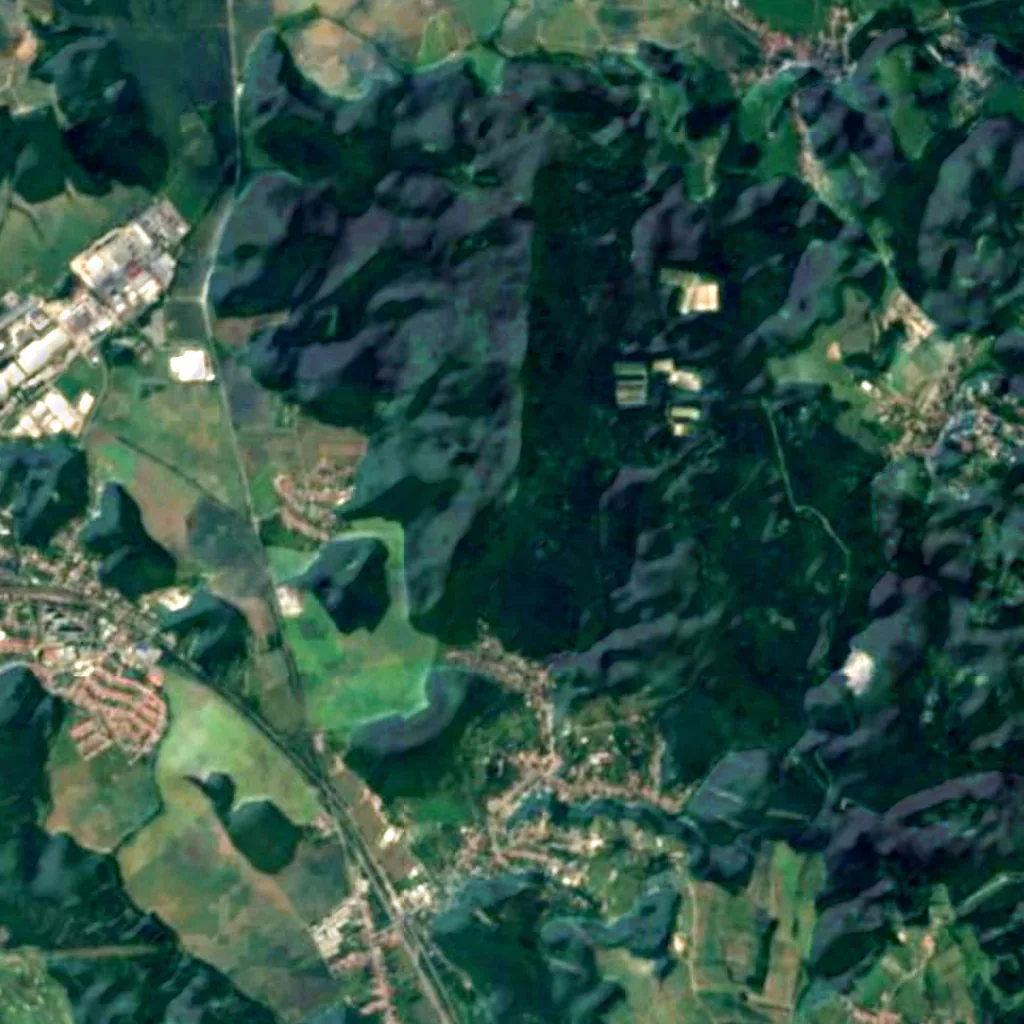 Babí lom seen from above (Sentinel-2)