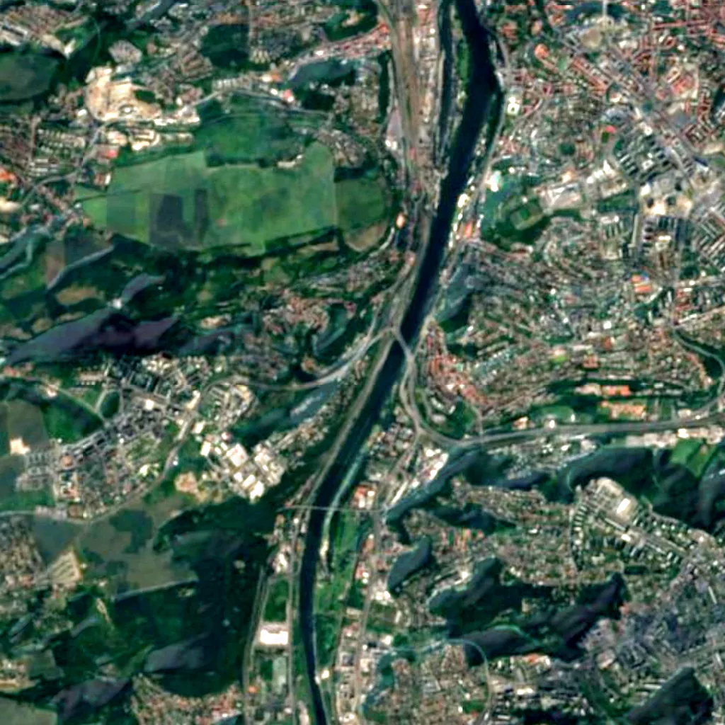 Barrandov Terraces seen from above (Sentinel-2)