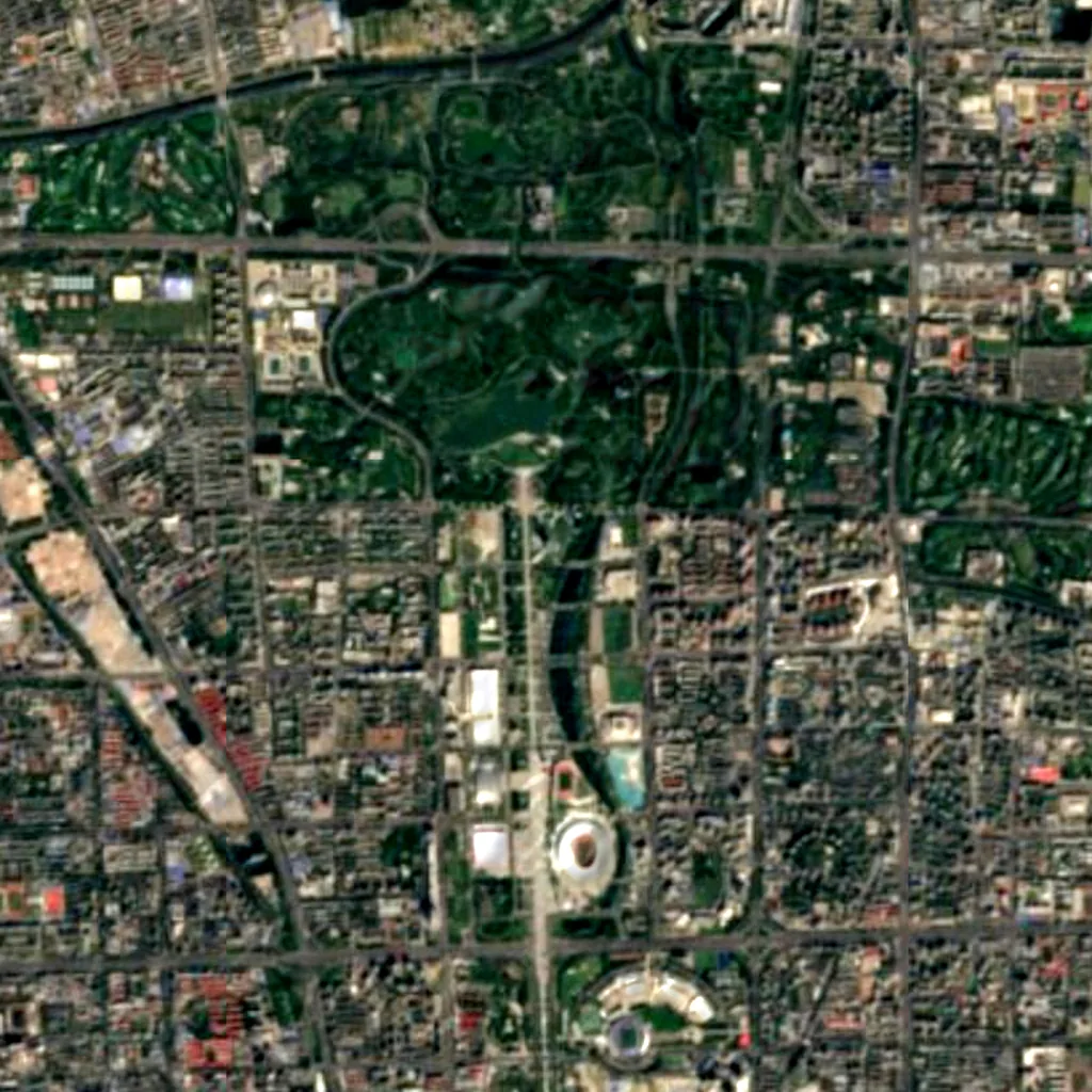Beijing Olympic Tower seen from above (Sentinel-2)