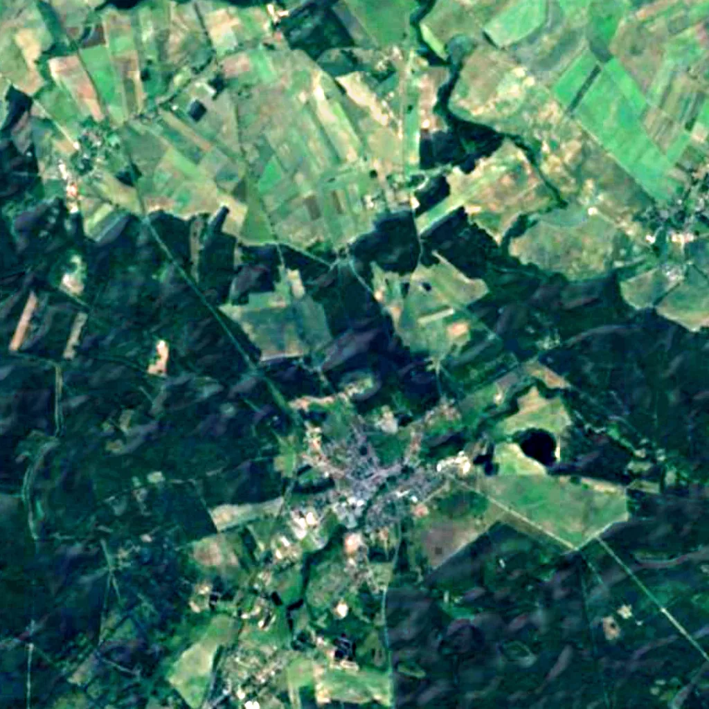 Bismarck tower in Okonek seen from above (Sentinel-2)