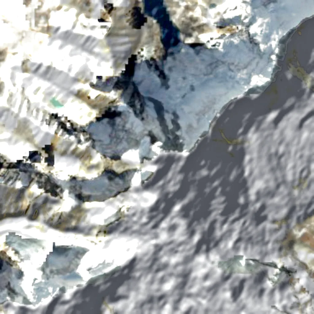 Chomolhari seen from above (Sentinel-2)