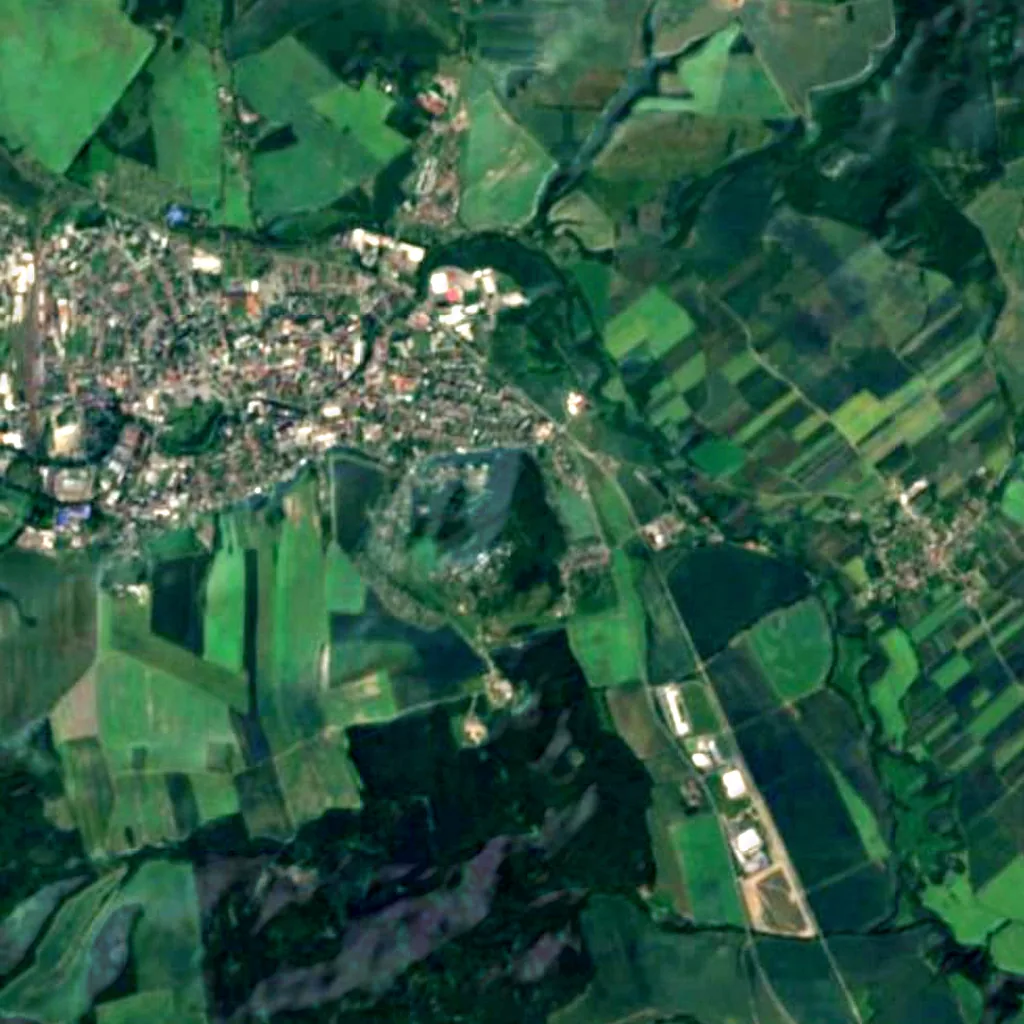 Cvilín seen from above (Sentinel-2)