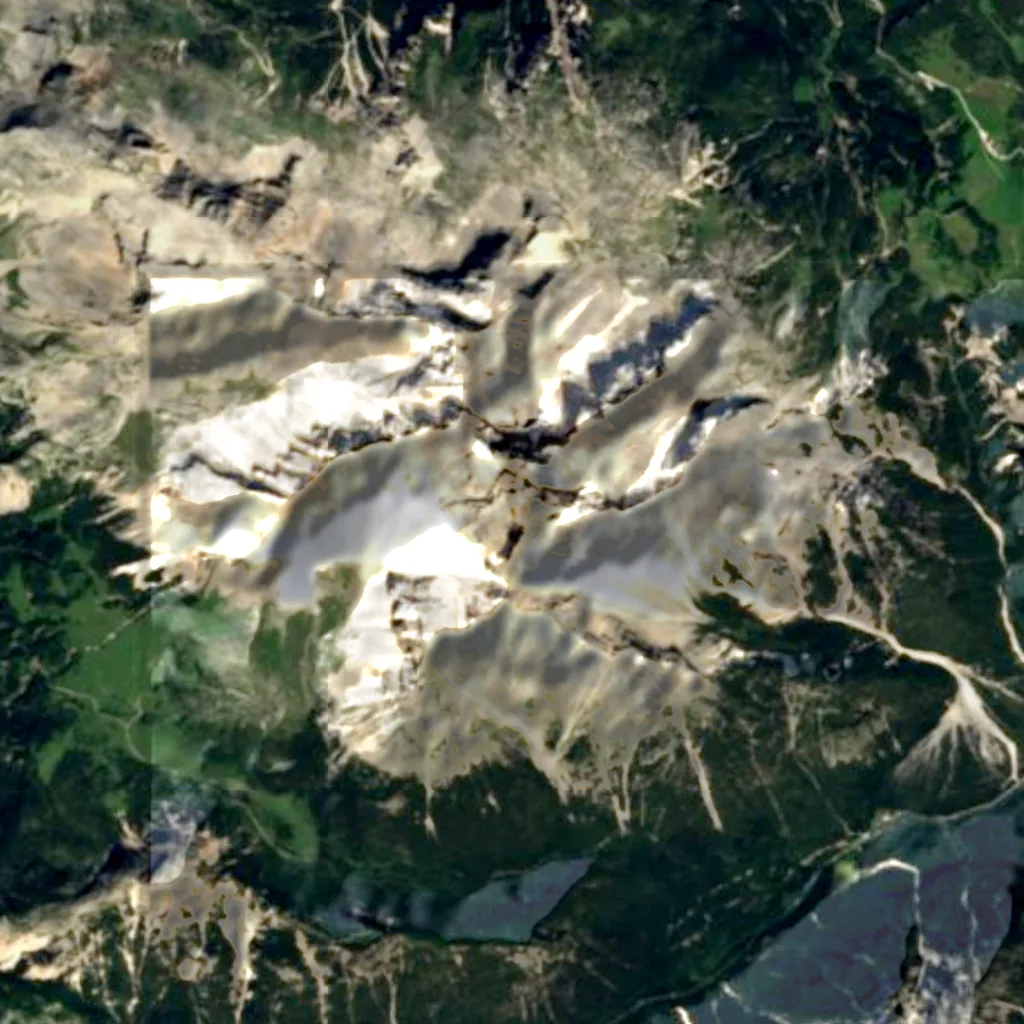 Dolomites seen from above (Sentinel-2)