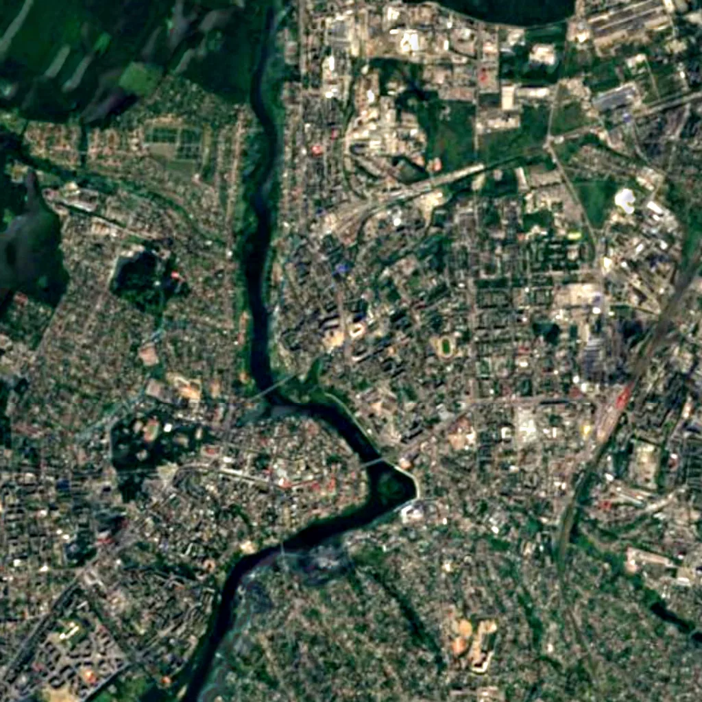 Eiffel Tower (Vinnytsia) seen from above (Sentinel-2)