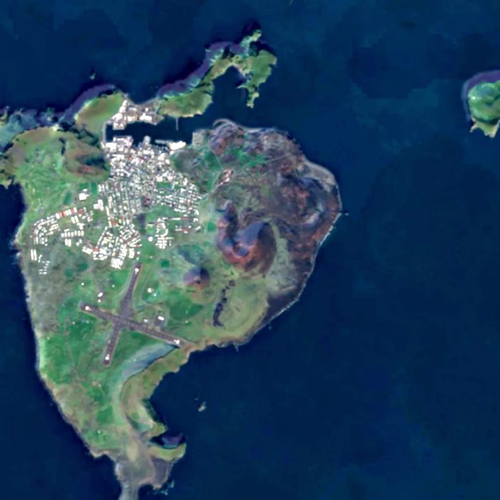 Eldfell seen from above (Sentinel-2)