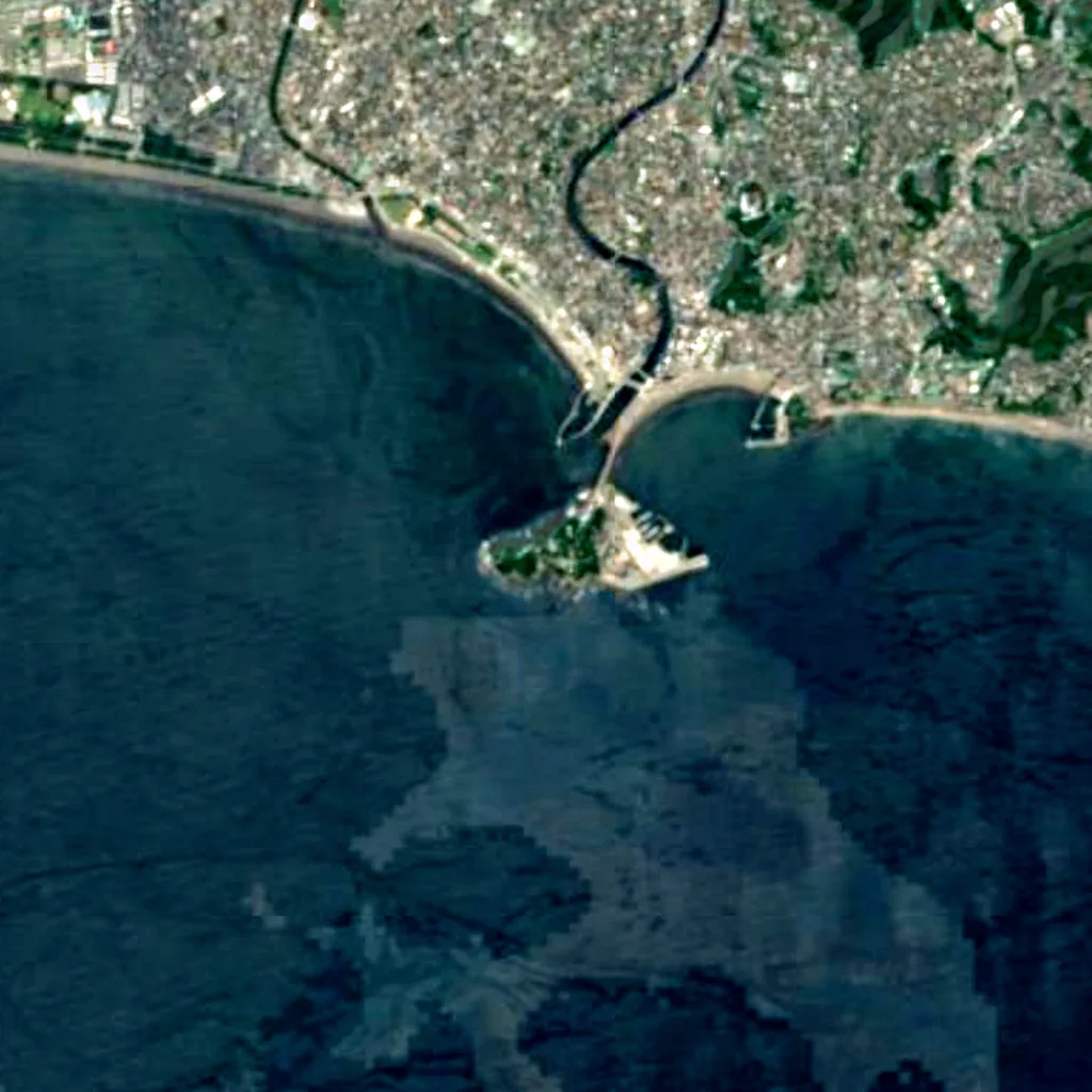Enoshima Sea Candle seen from above (Sentinel-2)