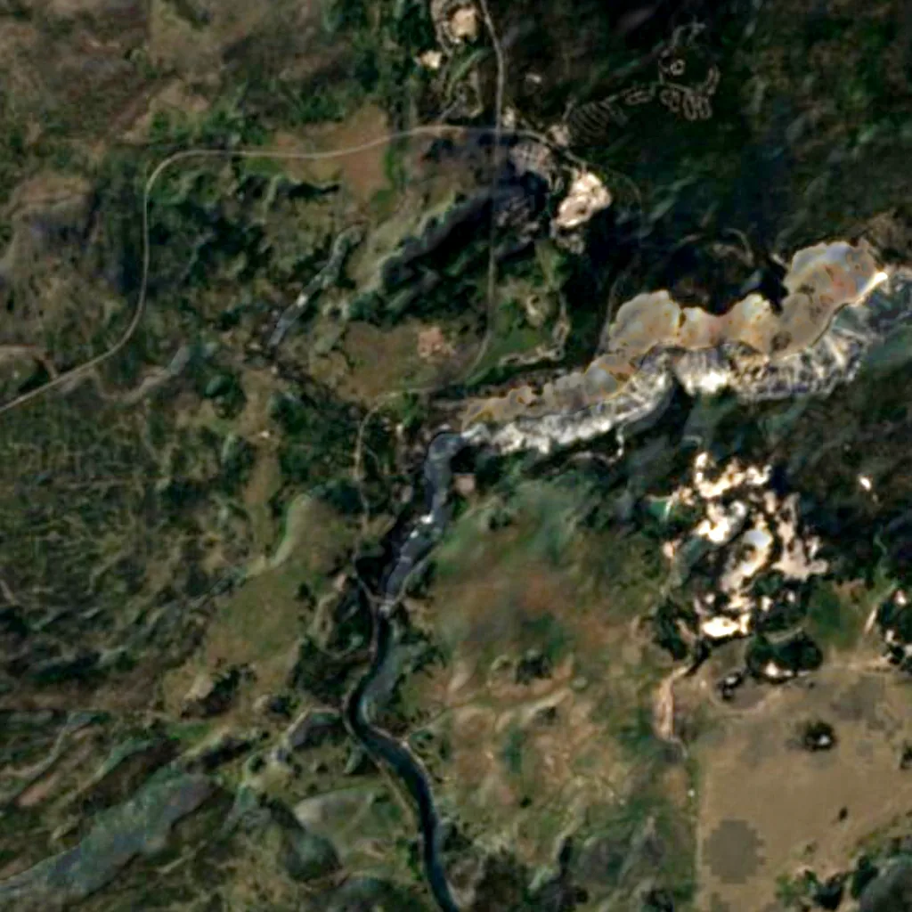Grand Canyon of the Yellowstone seen from above (Sentinel-2)