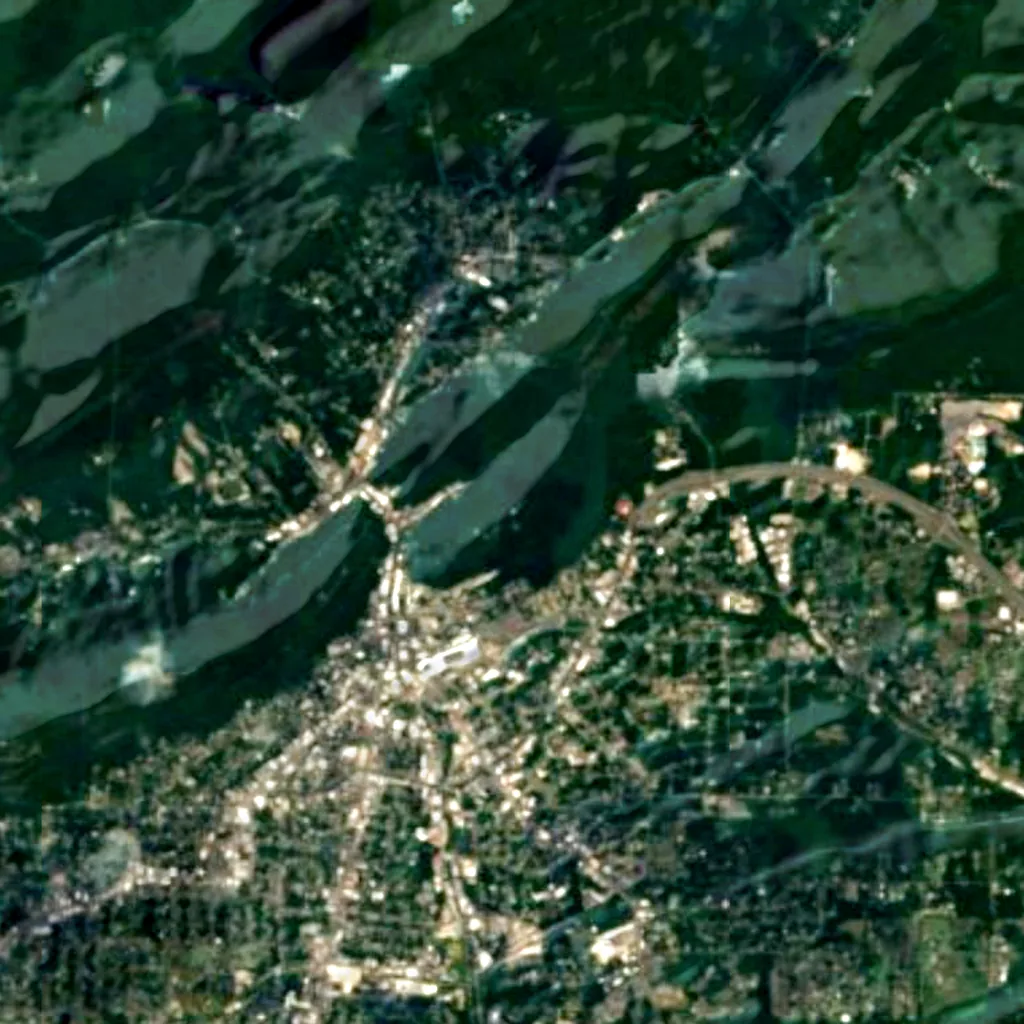 Hot Springs Mountain Tower seen from above (Sentinel-2)