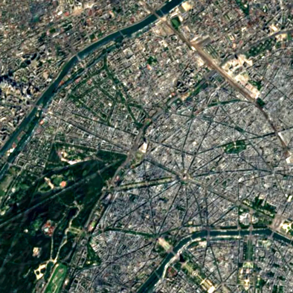 Hyatt Regency Paris Etoile seen from above (Sentinel-2)