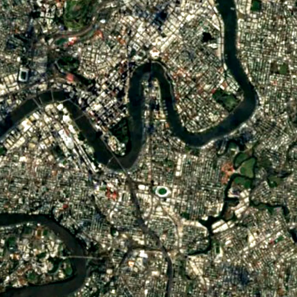 Kangaroo Point Cliffs seen from above (Sentinel-2)