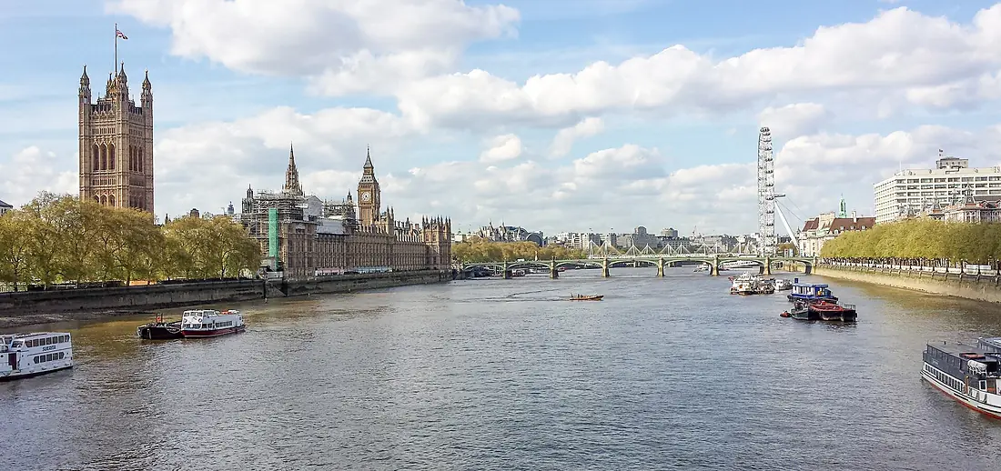 View North from Lambeth Bridge, London