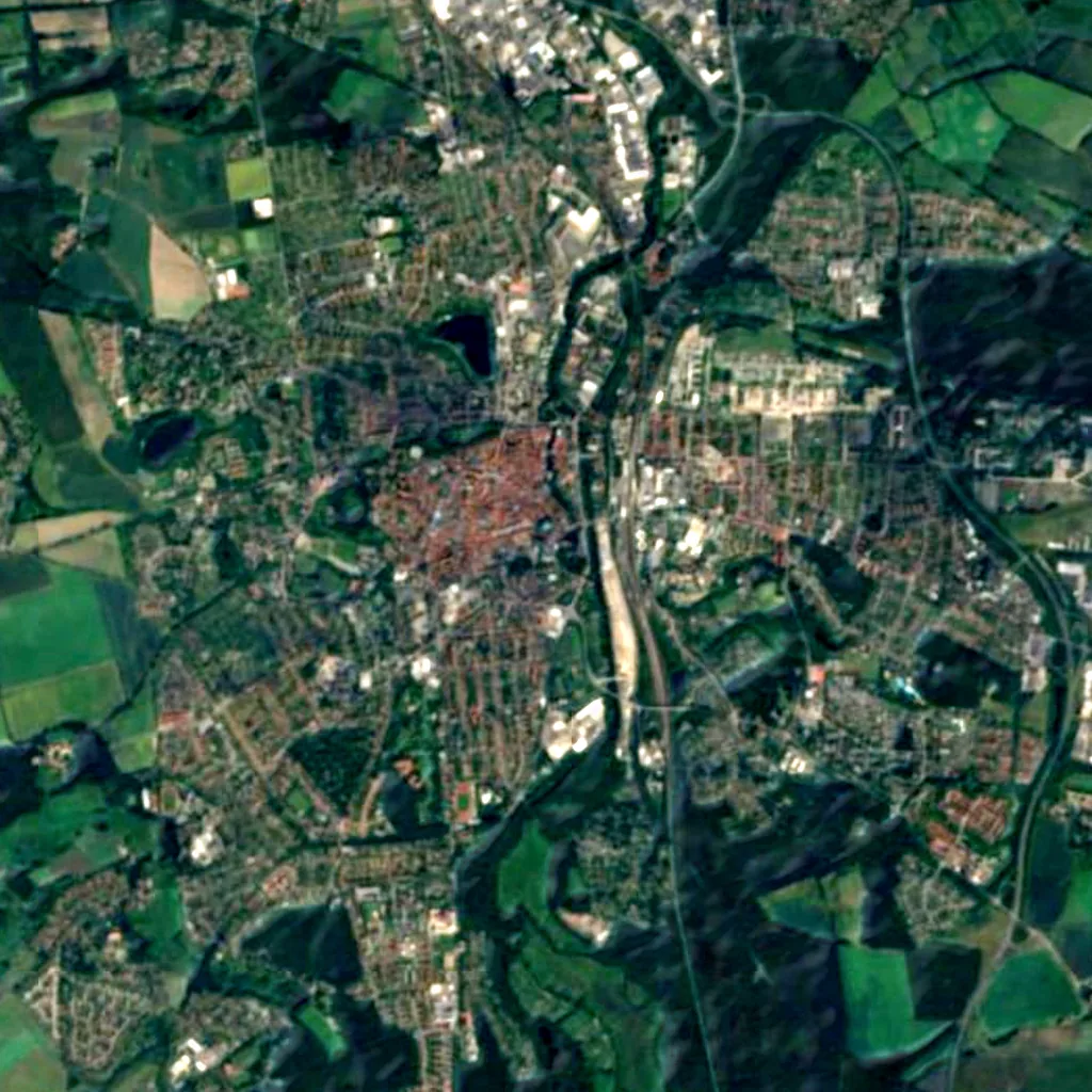 Lüneburg Water Tower seen from above (Sentinel-2)