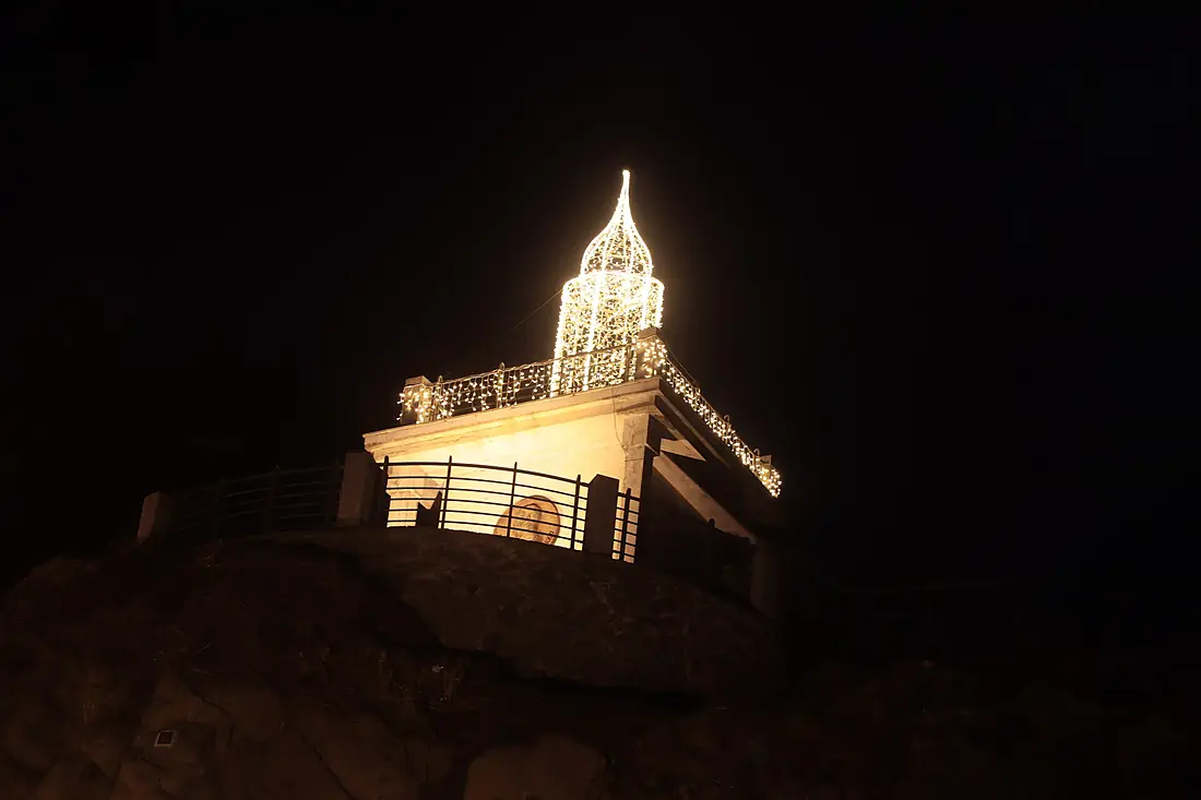 Overview of christmas candle and Masaryk viewpoint in 2023 at Hrádek street in Třebíč, Třebíč District
