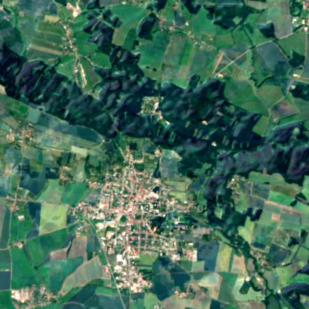 Masaryk Tower of Independence seen from above (Sentinel-2)