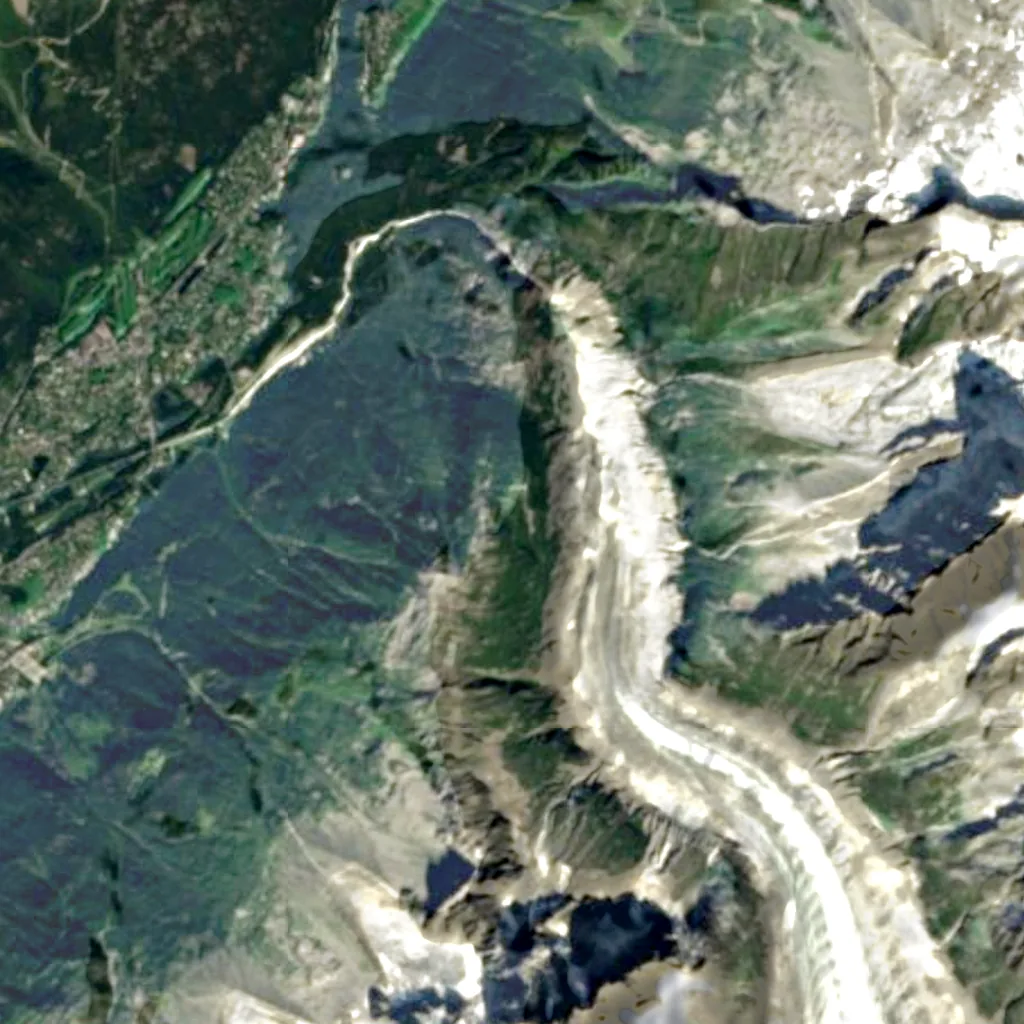 Montenvers seen from above (Sentinel-2)