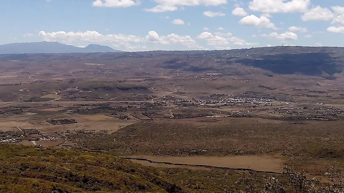 A village sitting in the great rift valley at the foot of Mt Longonot, Kenya