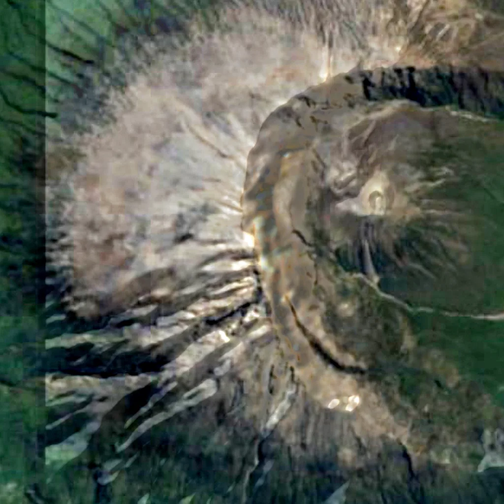 Mount Meru seen from above (Sentinel-2)