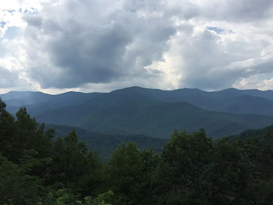 2016-07-25 16 30 31 View of Mount Mitchell from the Blue Ridge Parkway near Big Laurel Gap in Yancey County, North Carolina
