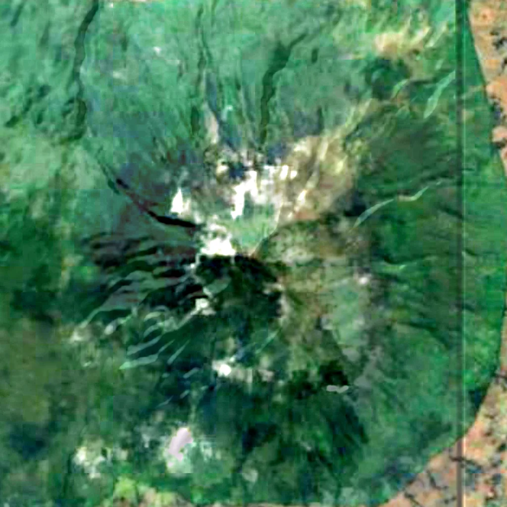 Mount Muhabura seen from above (Sentinel-2)