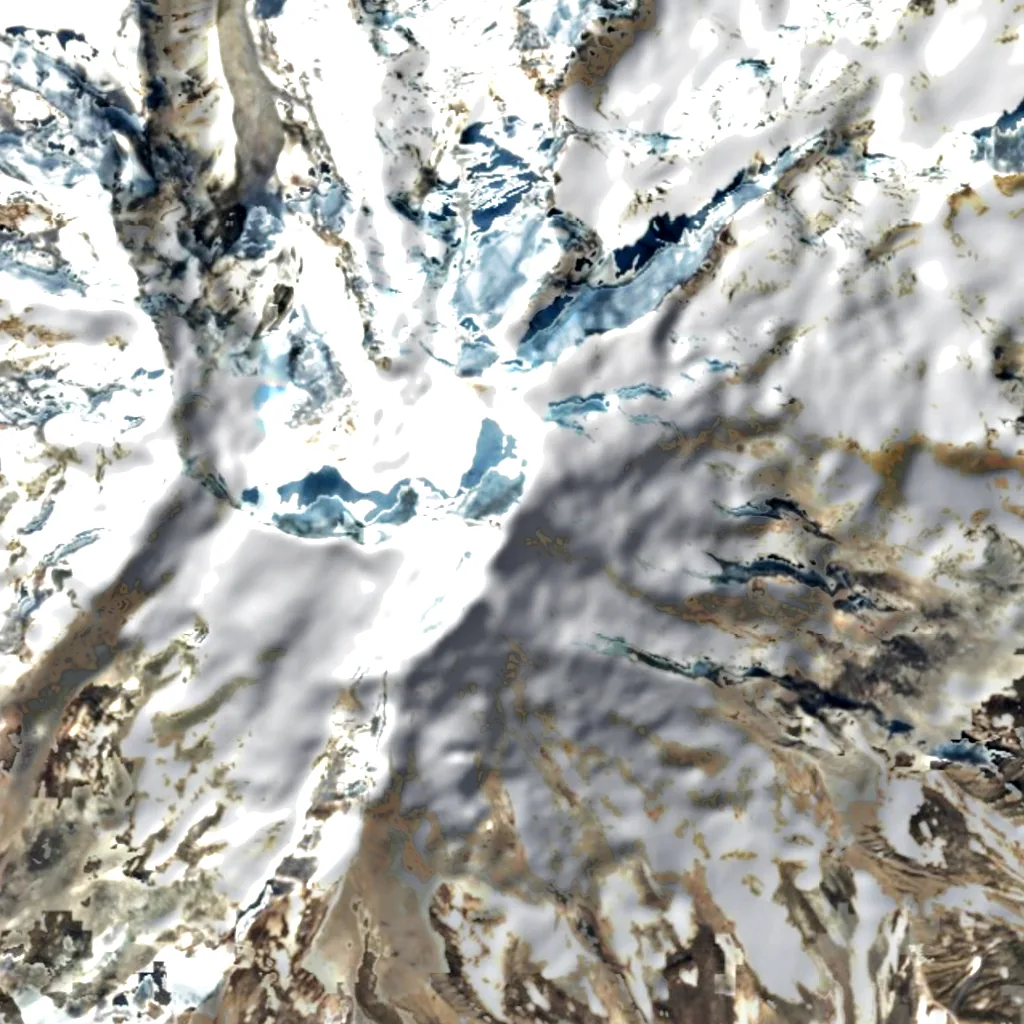 Mount Redoubt seen from above (Sentinel-2)