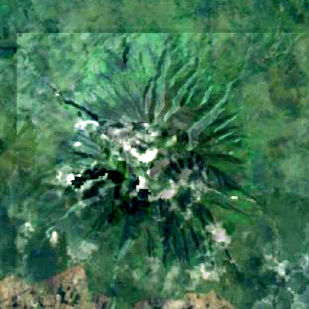 Mount Sabyinyo seen from above (Sentinel-2)