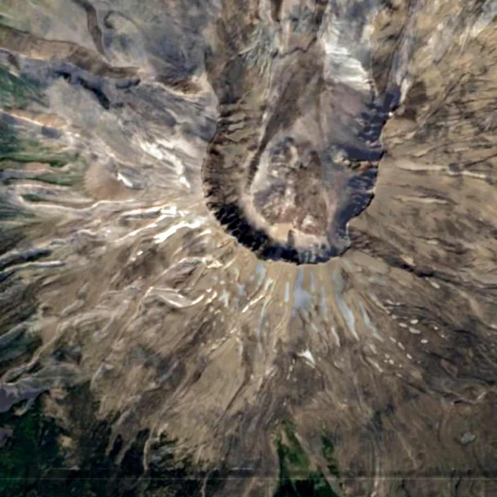 Mount St. Helens seen from above (Sentinel-2)