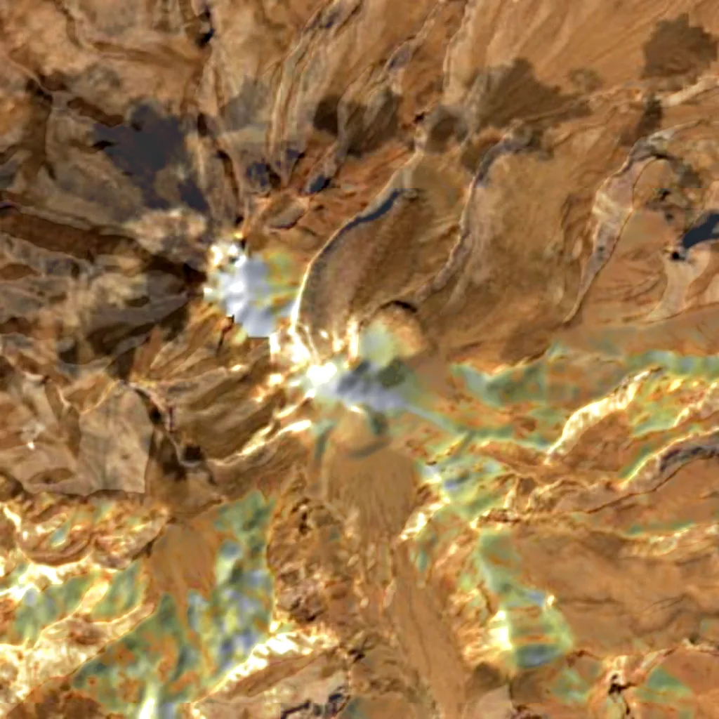 Mount Taftan seen from above (Sentinel-2)