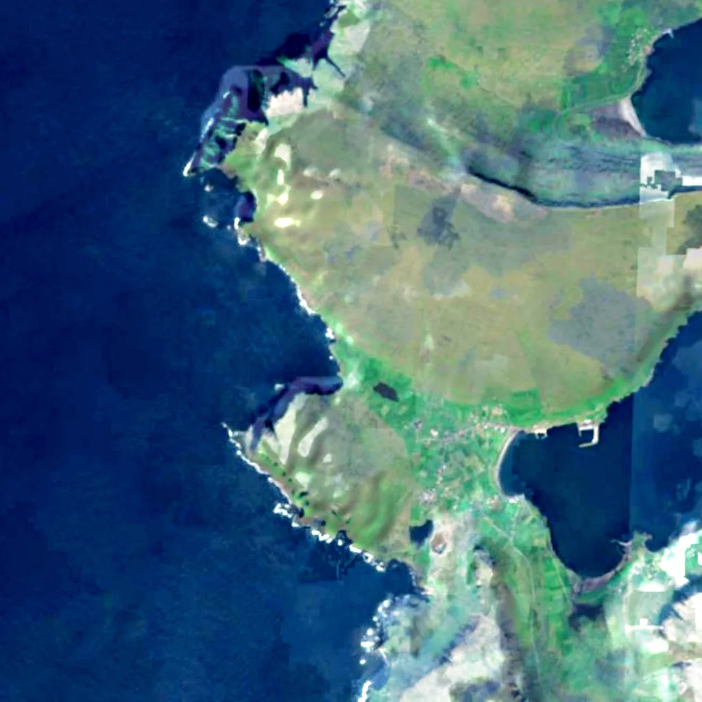 Norðbergseiði seen from above (Sentinel-2)