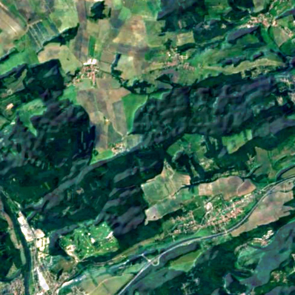Observation tower in Lhotka u Berouna seen from above (Sentinel-2)