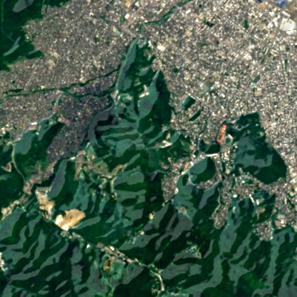 Okurayama Ski Jump Stadium seen from above (Sentinel-2)