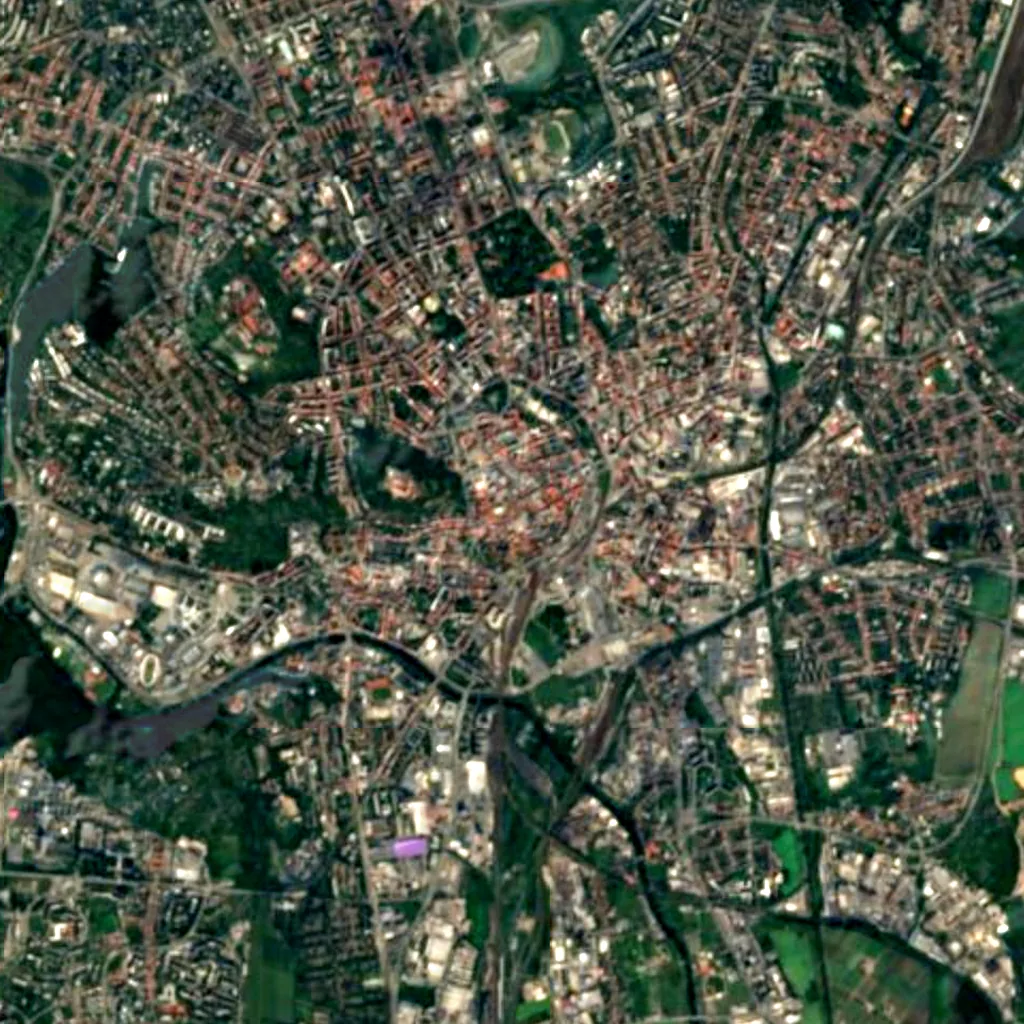 Old Town Hall (Brno) seen from above (Sentinel-2)