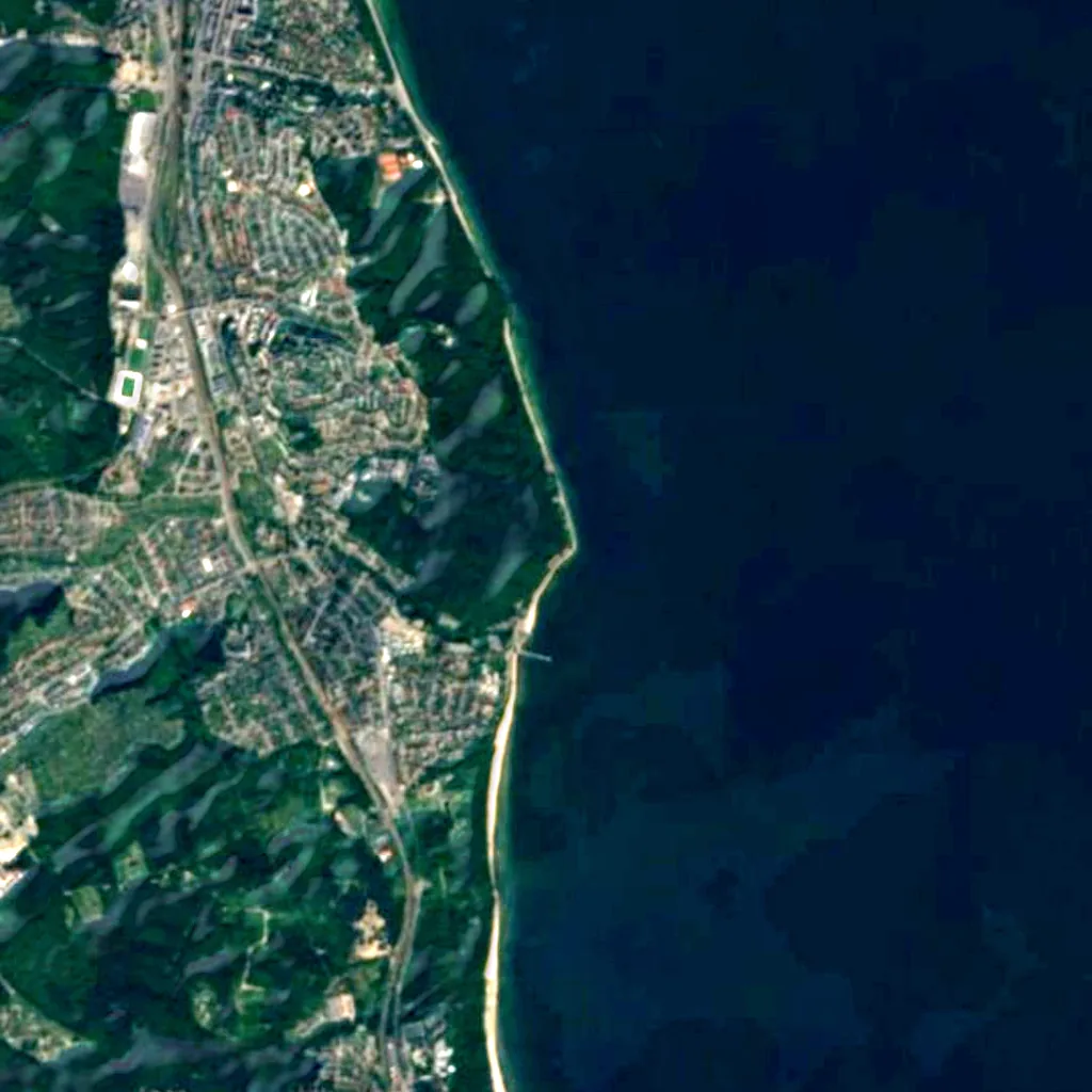 Orłowo Cliff seen from above (Sentinel-2)