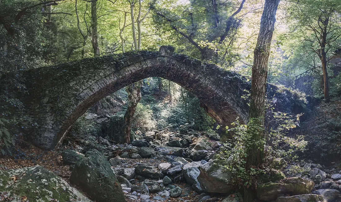 Old stone bridge in Pelion