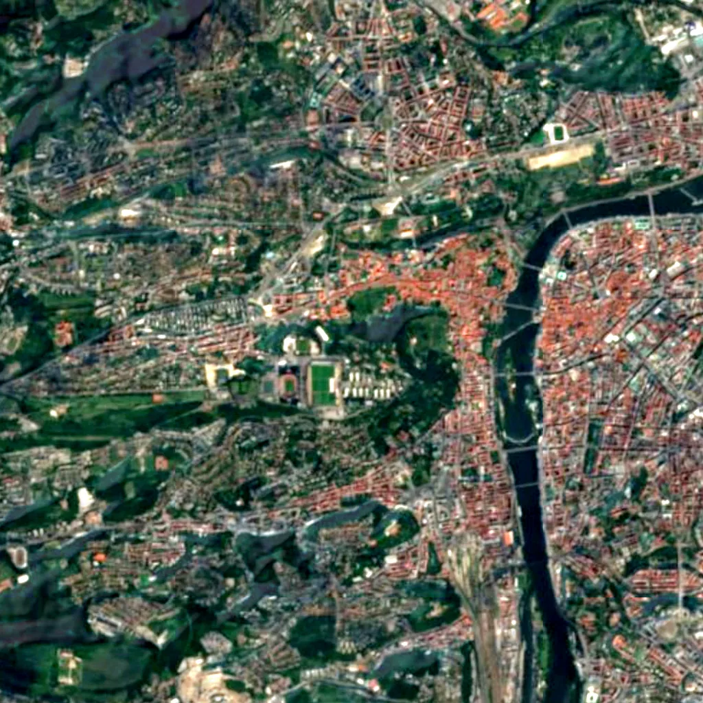 Petřín seen from above (Sentinel-2)