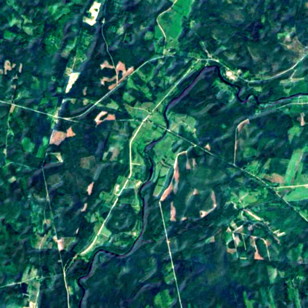 Pietraga Sarkanās Cliffs seen from above (Sentinel-2)