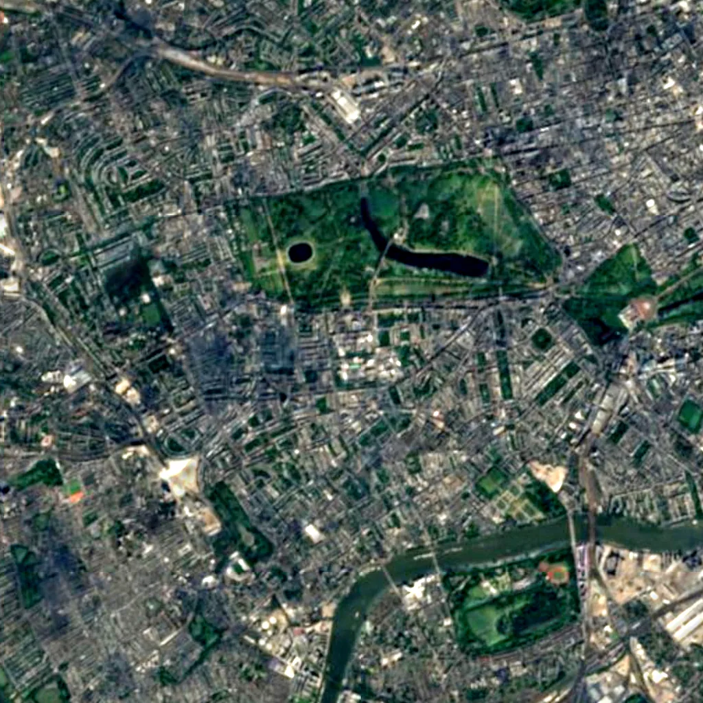 Queen's Tower seen from above (Sentinel-2)