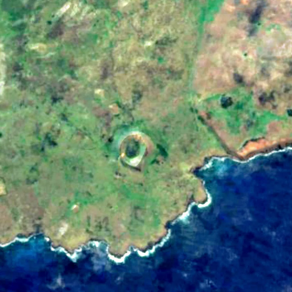 Rano Raraku seen from above (Sentinel-2)