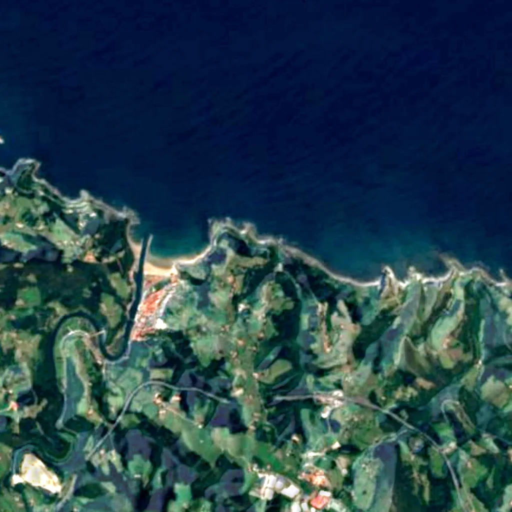 Scenic overlook of Itziar seen from above (Sentinel-2)