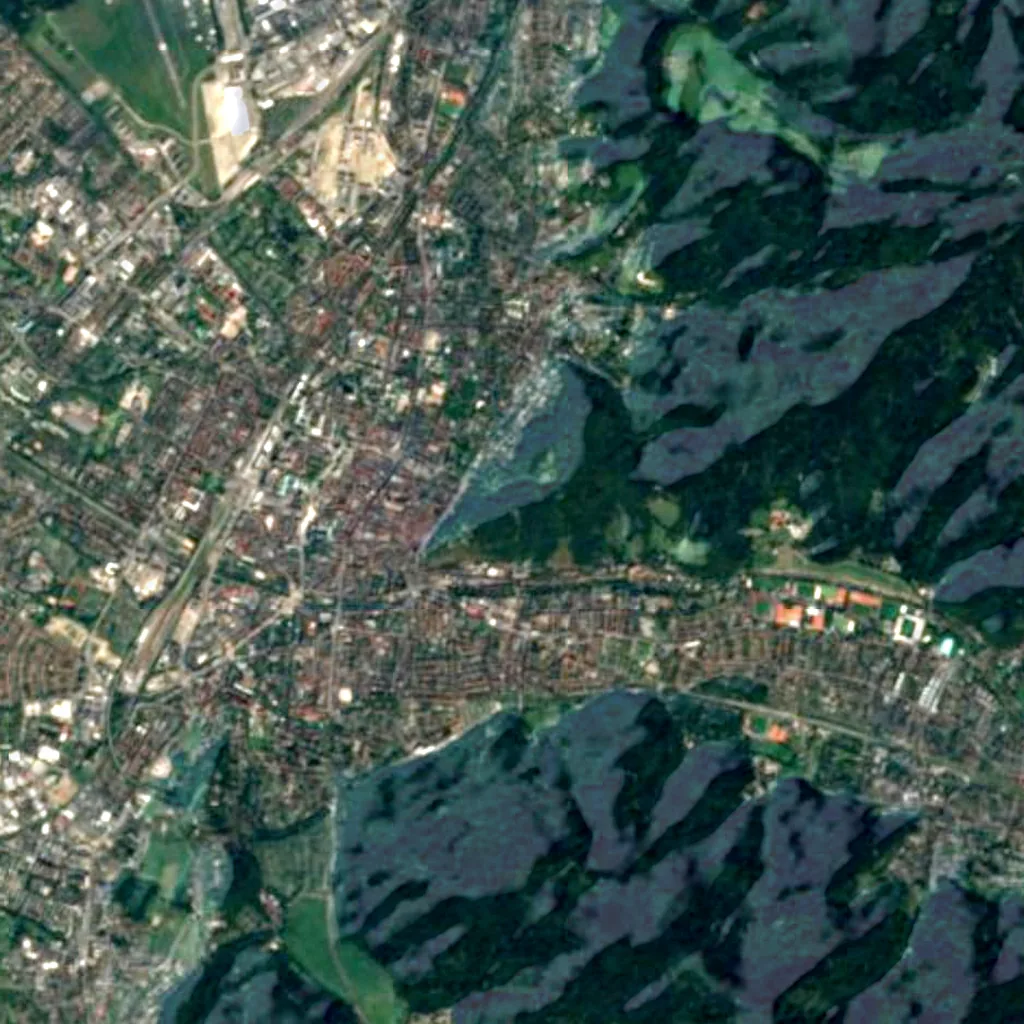 Schlossberg Tower seen from above (Sentinel-2)