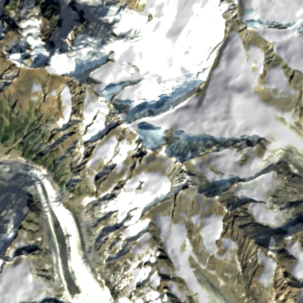 Schreckhorn seen from above (Sentinel-2)