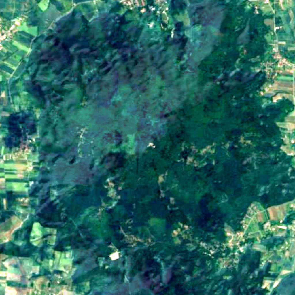 Ślęża seen from above (Sentinel-2)