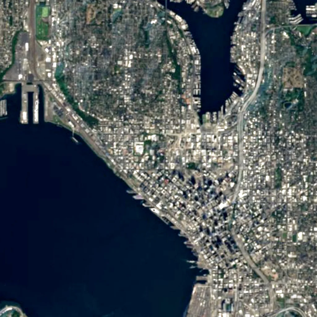 Space Needle seen from above (Sentinel-2)