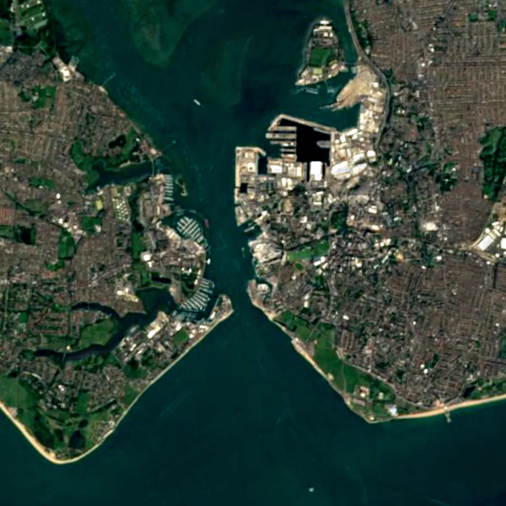 Spinnaker Tower seen from above (Sentinel-2)