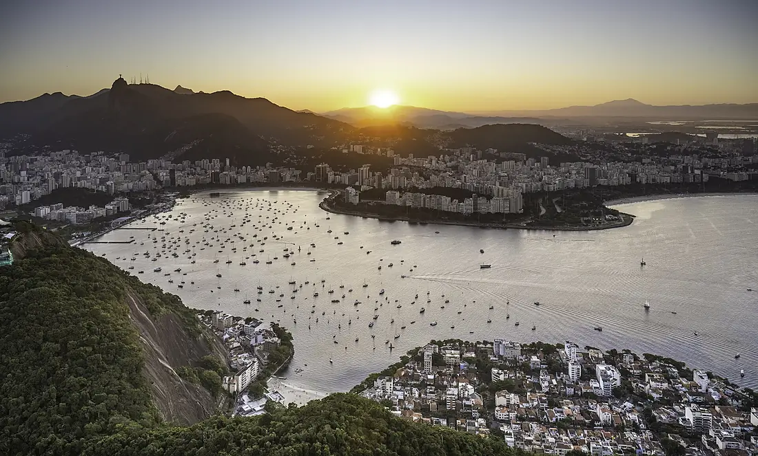 Rio skyline and Cristo Redentor from Sugarloaf Mountain, Brazil