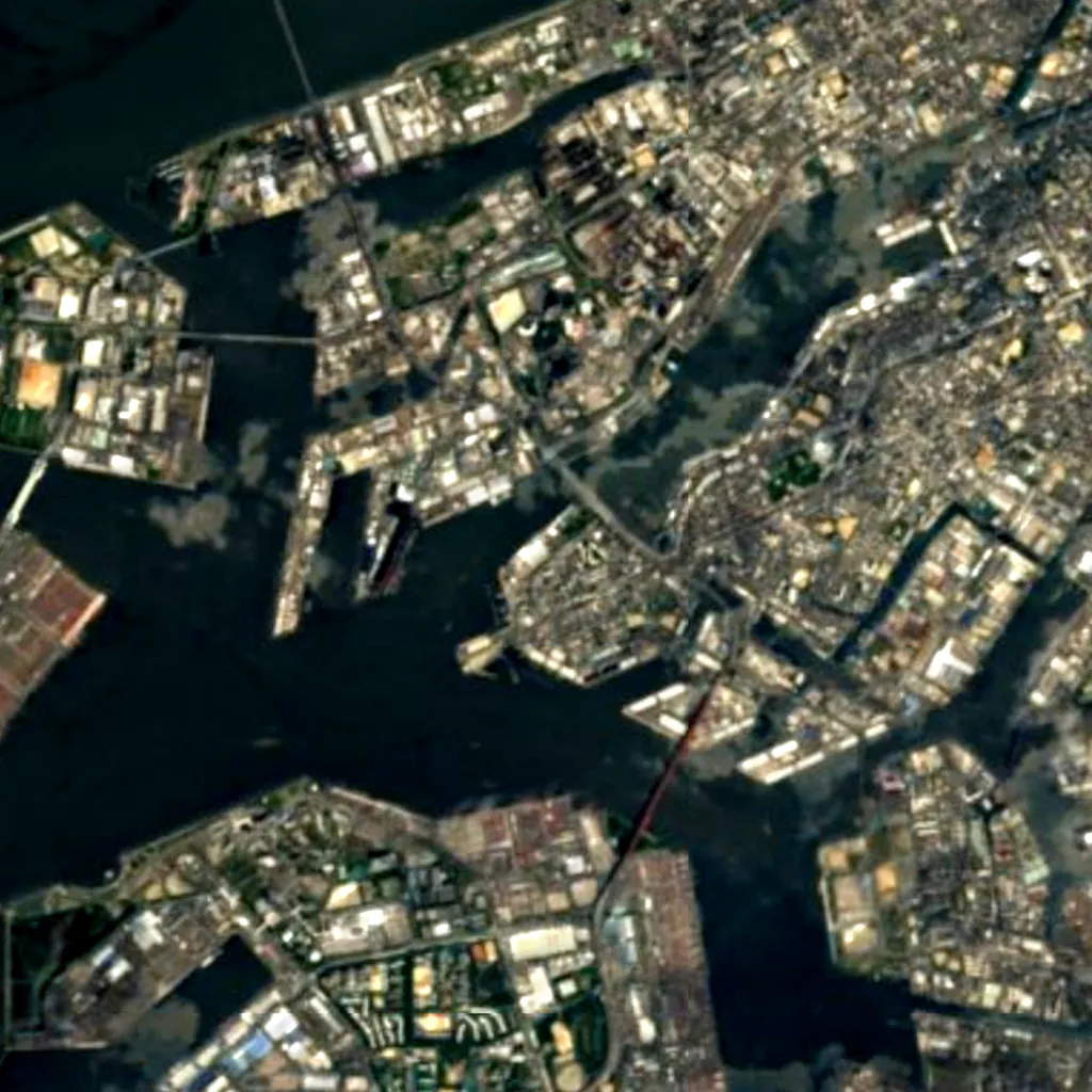 Tempōzan Giant Ferris Wheel seen from above (Sentinel-2)