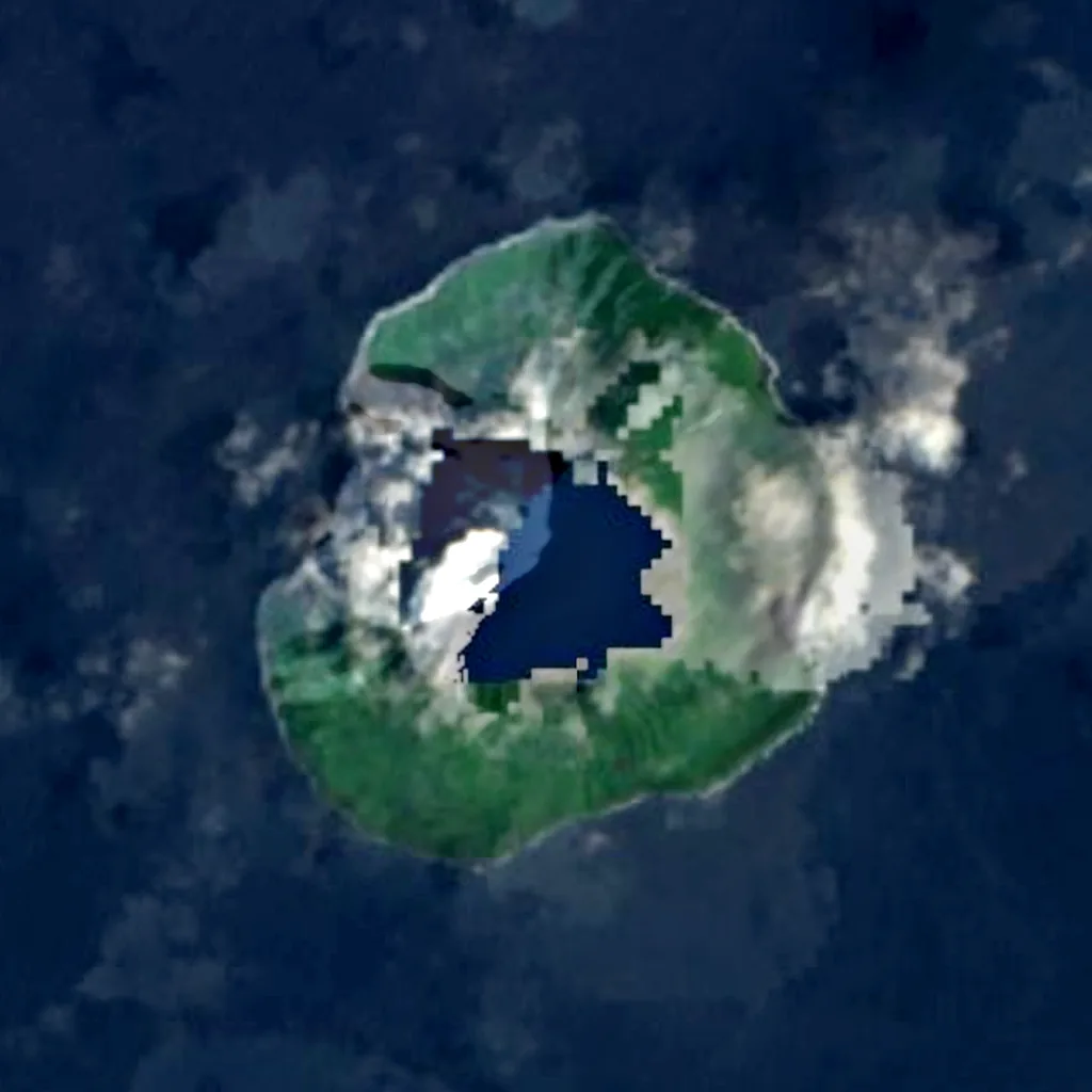 Tinakula seen from above (Sentinel-2)