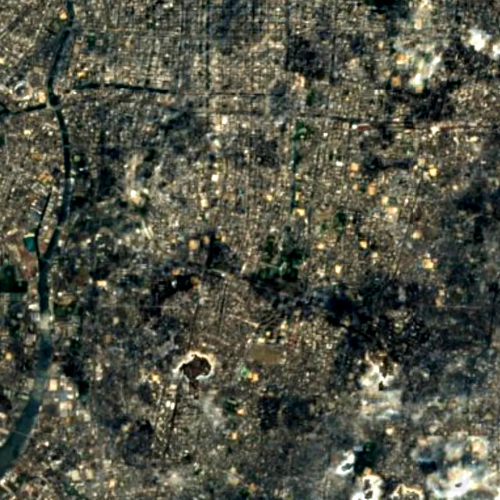 Tsūtenkaku seen from above (Sentinel-2)