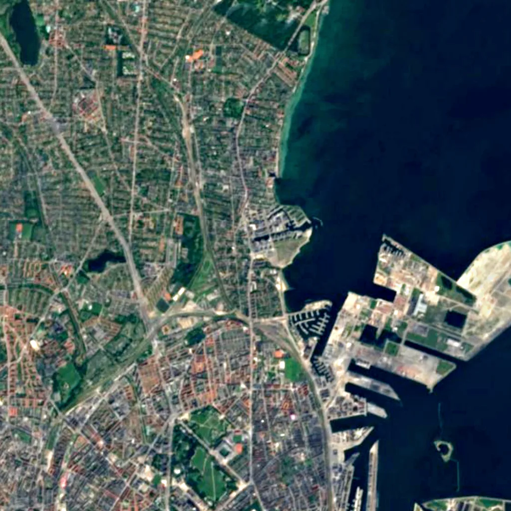 Tuborg Bottle seen from above (Sentinel-2)